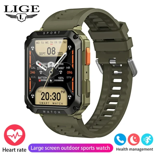 LIGE Military Grade Rugged AOD Smartwatch