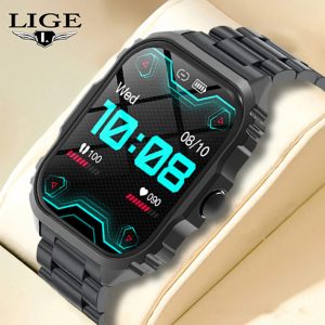 LIGE Multifunctional Bluetooth Calling Heart rate BP Waterproof Rugged Design Smart watch H18