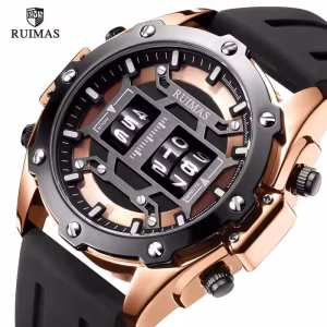 Luxury Roller Digital Quartz Waterproof Watch for Men Ruimas Megeir