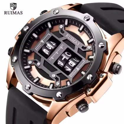 Luxury Roller Digital Quartz Waterproof Watch for Men Ruimas Megeir