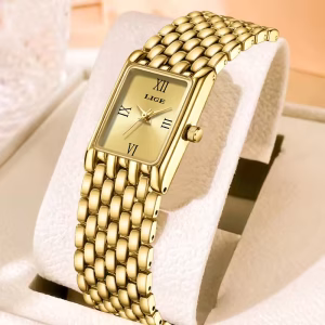 LIGE New Creative Elegant Design Square Watch for Women Fashion Luxury Waterproof Quartz Watch