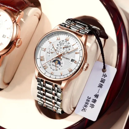 Poedagar men’s watch waterproof luminous ultra-thin fashion japan movement