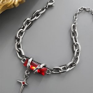 Retro Blue/Red Zircon Star Bracelet