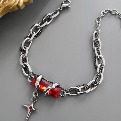 Retro Blue/Red Zircon Star Bracelet