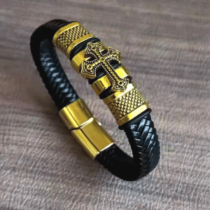 Retro Alloy Leather Cross Bracelet