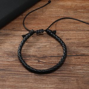 Simple Design Leather Beaded Bracelet