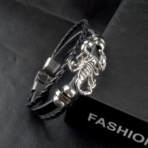 Scorpion King Vintage Leather Alloy Bracelet