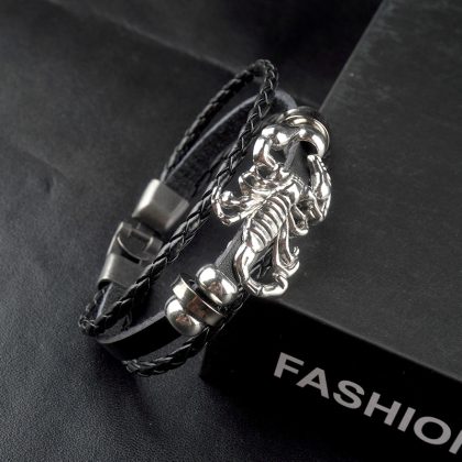 Scorpion King Vintage Leather Alloy Bracelet
